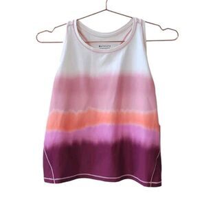 Athleta M watercolor shanti Tank Top Pink Orange Ombre Tie Dye Racerback Medium